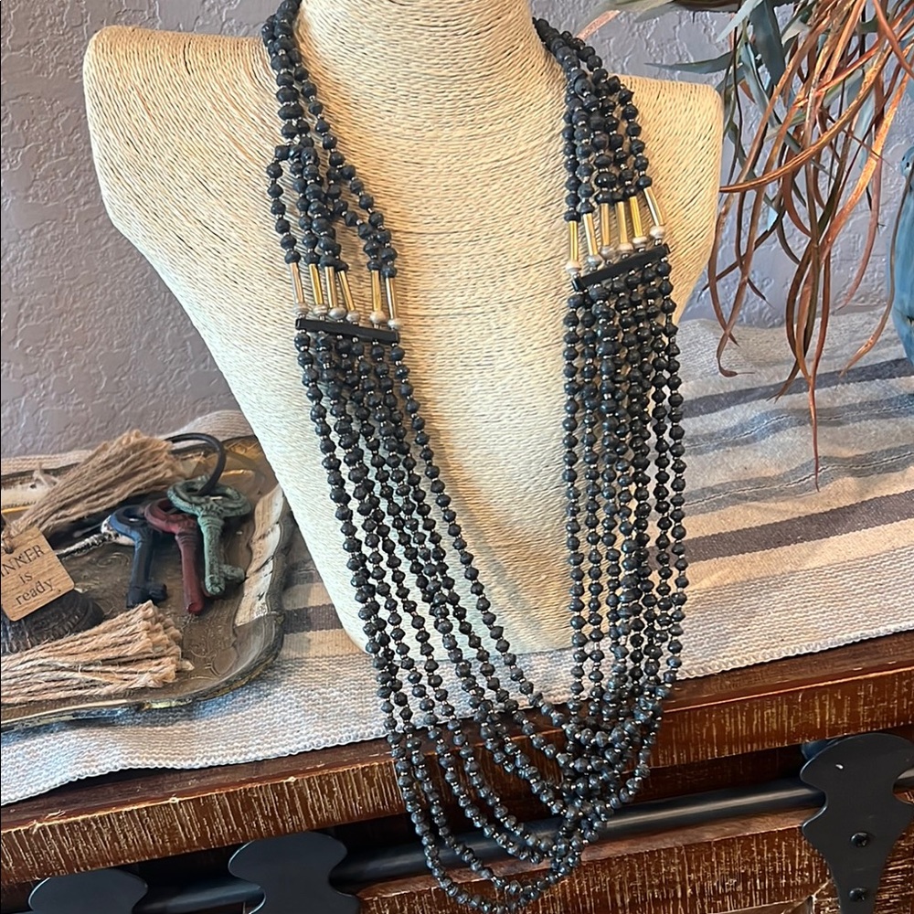 Noonday Collection Black and Gold Multi-Strand Necklace